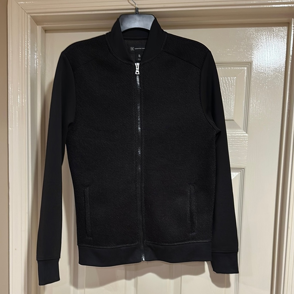 INC International Concepts Black Zip Up Sweater